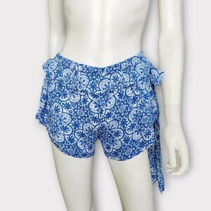 Yireh Pantai Shorts Size S/M Blue Floral Print Coverups